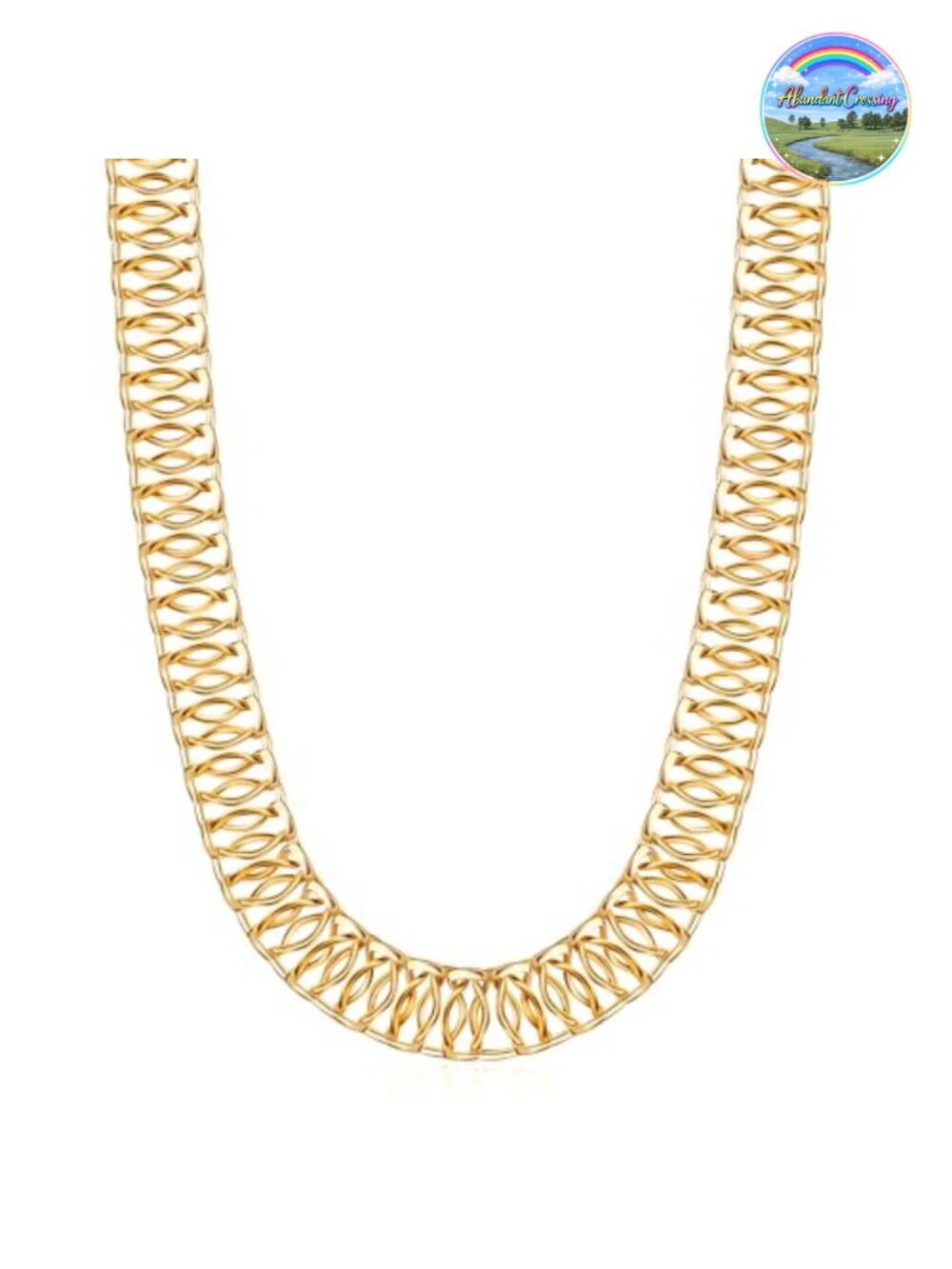 18K Gold Plated Mesh Necklace, High Polish, Tarnish Free, 18 Inch